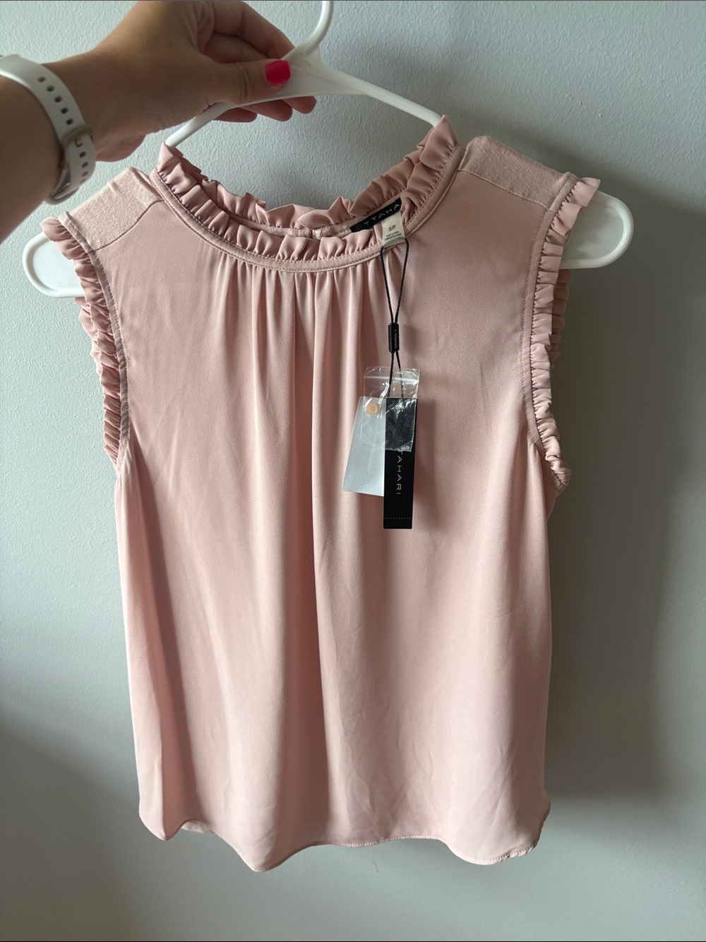 Tahari Blush Pink Ruffle-Trim Sleeveless Camisole